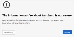 Click Send Anyway - there is no sensitive information on this form